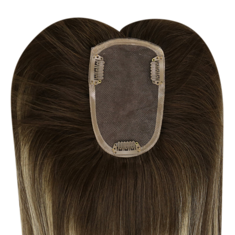 Virgin Hair Toppers 3x5 Inch Lace Base Haarstukje voor vrouwen Balayage #4/27/4